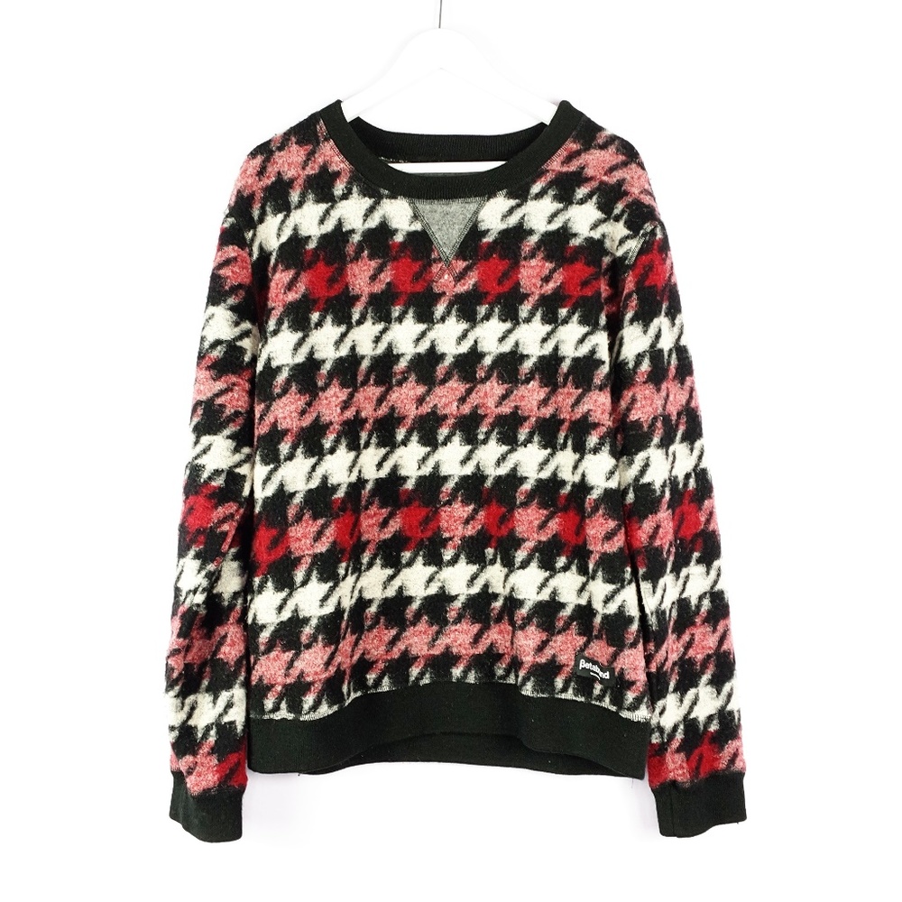 Betabrand men's houndstooth wool blend sweater, L